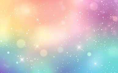 Obraz premium Soft Pastel Rainbow Gradient Background with Bokeh and Sparkles - Dreamy Abstract Design