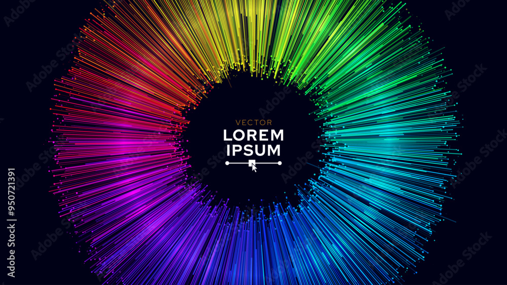 Poster Rainbow Color Digital Eye. Computer Vision AI Imagination Concept. Abstract Science Technology Illustration. Technology Big Data Neural Network Background Concept. Vector Illustration.