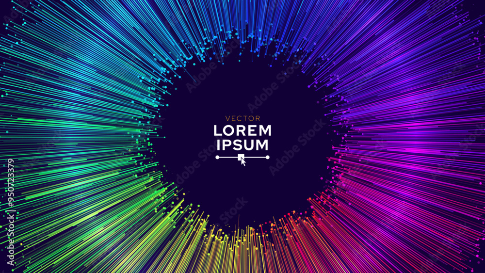 Poster Rainbow Color Digital Eye. Computer Vision AI Imagination Concept. Abstract Science Technology Illustration. Technology Big Data Neural Network Background Concept. Vector Illustration.