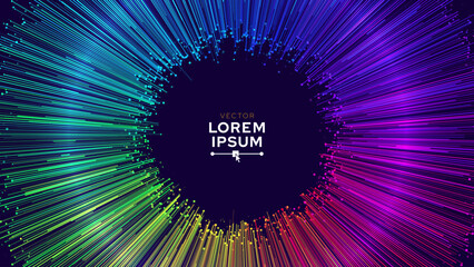 Rainbow Color Digital Eye. Computer Vision AI Imagination Concept. Abstract Science Technology Illustration. Technology Big Data Neural Network Background Concept. Vector Illustration.