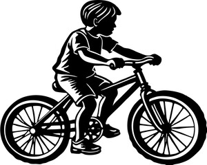 Fototapeta premium silhouette of a boy on a bicycle