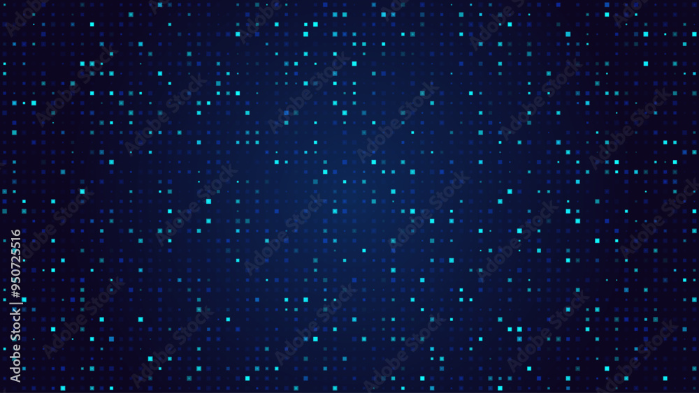 Fototapete Digital Technology Colorful Blue Pixels Background. Digital Data Square Blue Pattern. Blue Digital Pixel Mosaic Pattern. Vector Illustration.