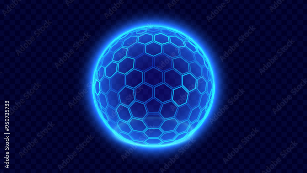 Leinwandbilder geometric dome shield on a dark background. futuristic glowing protection 3d sphere. technology styl