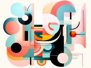 Fototapeta premium Bold digital abstract art with colorful geometric elements.