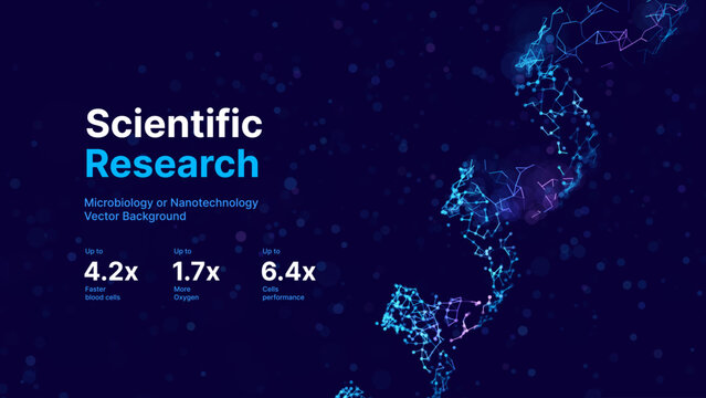 Abstract DNA Molecule Helix Spiral Wave Blue Background. Medical Science Concept, Genetic Biotechnology, Chemistry Biology, DNA Gene. Vector Illustration.