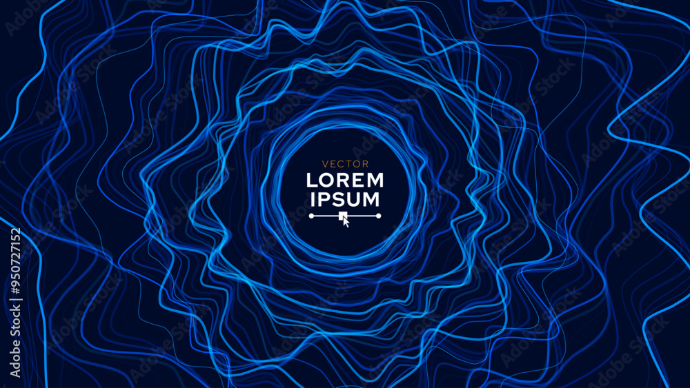 Fototapete Abstract Sound Wave Round Frame Background. Dynamic Music Wavy Lines Flow. Digital Equalizer. Round Sound Data Visualization. Abstract Vector Background.