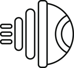 This icon represents the concept of eye scanning technology with data flowing into the pupil