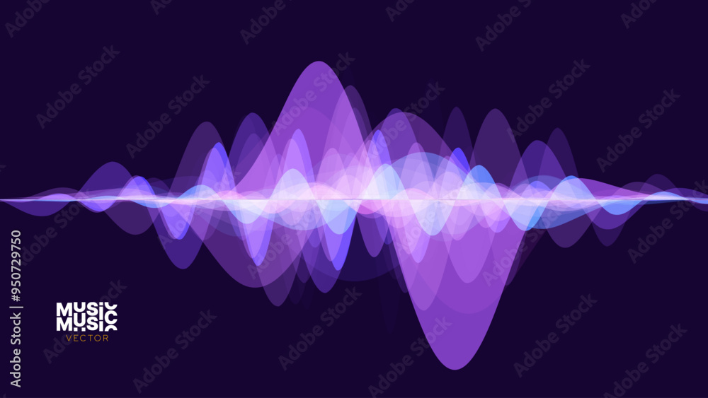 Poster Abstract Digital EQ Music Equalizer. Sound Wave Design Element. Speaking Sound Wave Vector Illustration. Artificial Intelligence AI Assistant Voice Visualization.