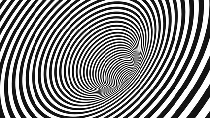 Abstract Black and White Optical Illusion Surrealism Tunnel Portal Pattern. Contrasty Optical Art Gravity Vortex. Smooth Checkered Tunnel and Chessboard in Perspective. Vector Illustration.
