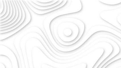 Abstract wavy line 3d paper cut white background. minimal topography map light element shadow landscape.