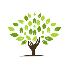 Vector tree. Tree silhouette. Green Spring Tree. Vector Illustration.