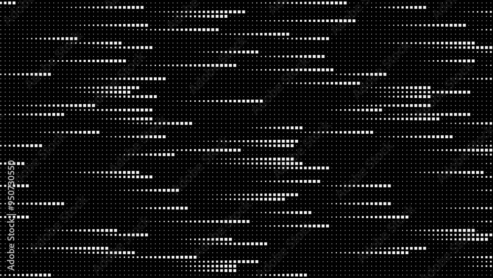 Fototapete Abstract Digital Mosaic Grid Dots Halftone Tech Background Pattern. White Pixels Moving Fast on Grid. Hi-Tech Minimal Technology Design Texture. Digital Data Flow Transfer. Vector Illustration.