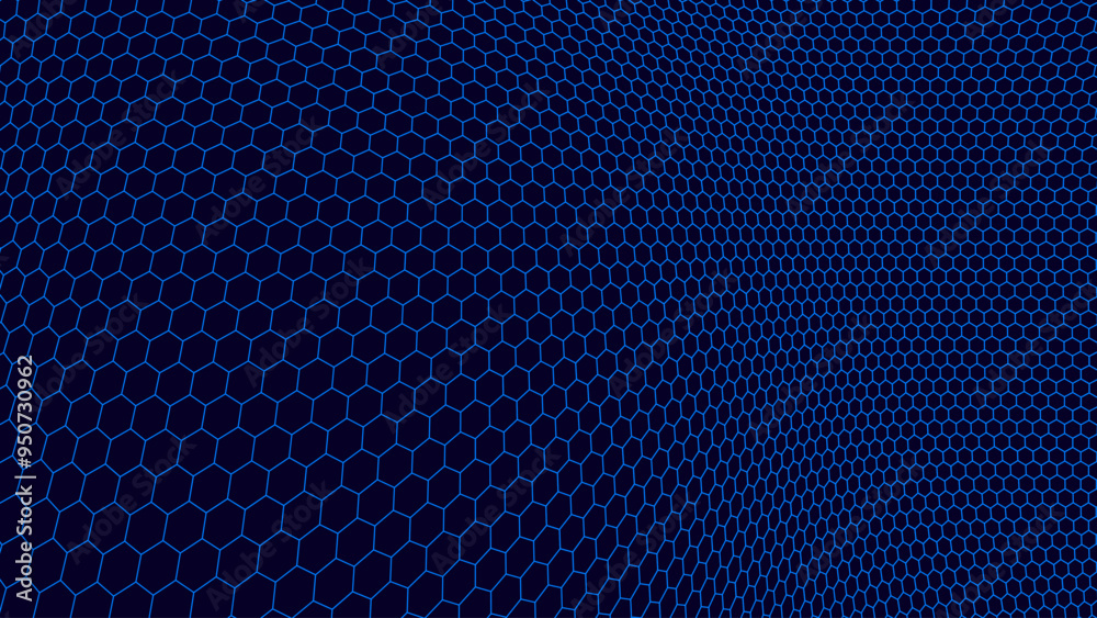 Fototapete Blue Hexagon Pattern. Abstract Medical Chemical Tech Background. Hexagonal Pattern for Hi-Tech Science Design. Cyber Hexagon 3D Grid Sci-Fi Game Backdrop. Vector Illustration.