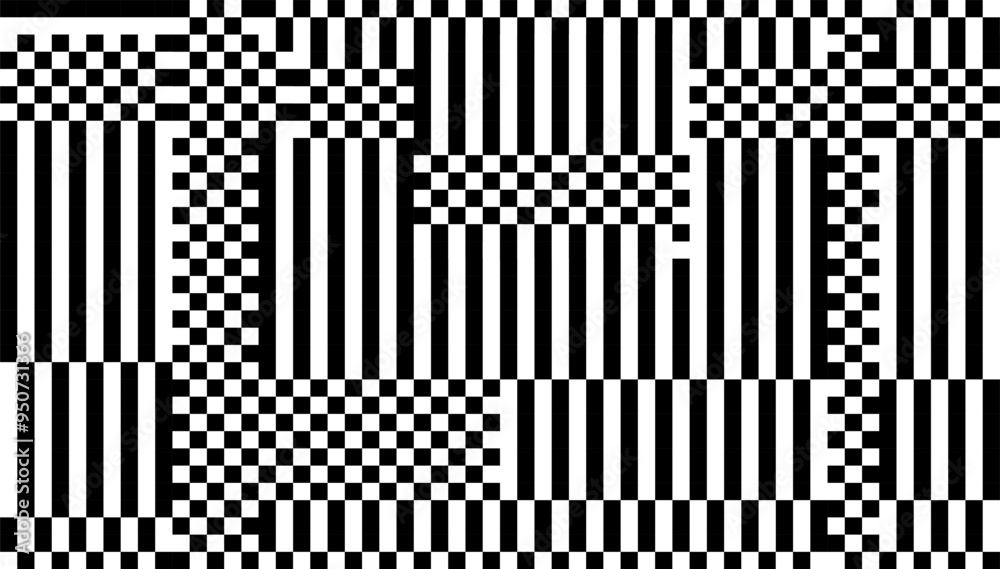 Poster glitch checkered pixels pattern. pixel art chaotic glitchy background. 90s cctv vhs screen vibe. vec
