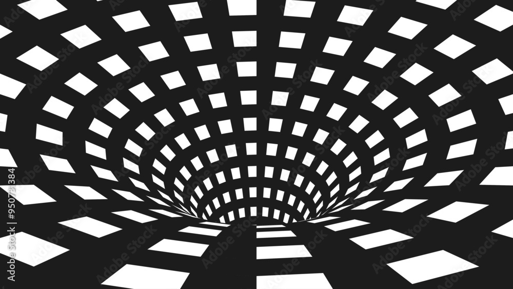Aufkleber abstract black and white optical illusion surrealism tunnel portal pattern. contrasty optical art gr