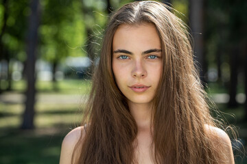Naklejka premium Portrait of a young beautiful girl