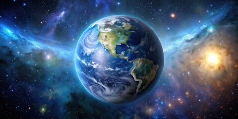 Planet Earth floating in the vastness of space surrounded by stars and galaxies, earth, space, universe, global
