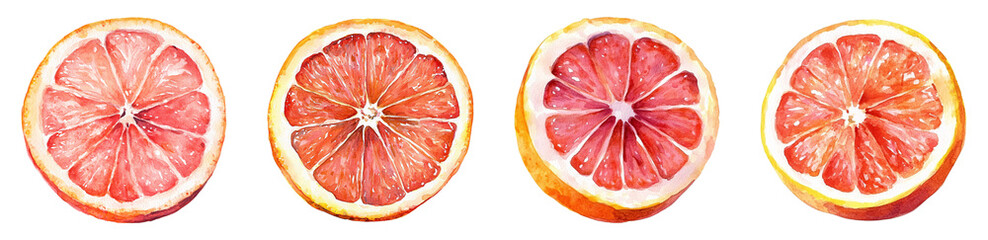 Watercolor Grapefruit slice PNG set