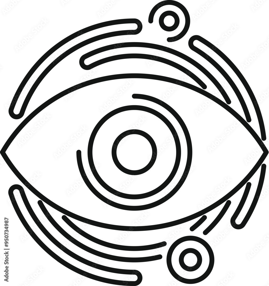 Poster cyber eye with scanning lines representing a recognition system or biometric scan