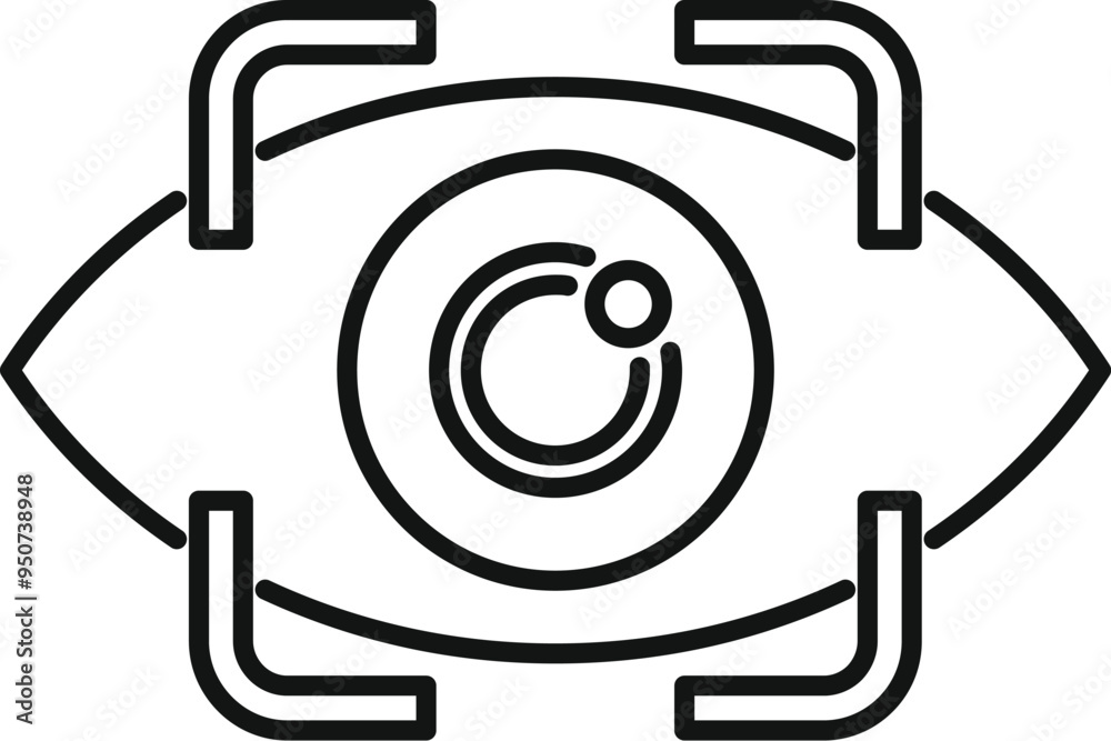 Poster this icon represents an eye scanning system verifying identity using iris recognition for security p