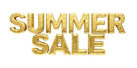 Summer Sale gold text isolated on a transparent background or white background.
