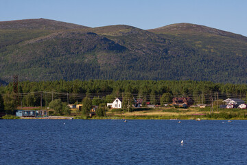 The coastline of the White Sea, in summer, in July, in the Murmansk region, in the north.Tourism, deserted place of rest
