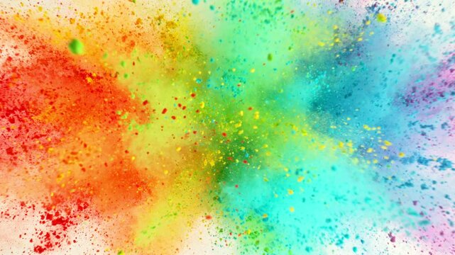 Super Slow Motion of Colored Powder Explosion. Filmed on High Speed Cinema Camera, 1000fps. Isolated on White Background.