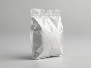 White sealed airtight bag on a white background