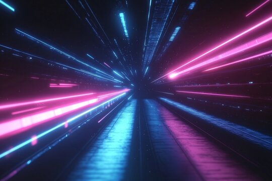 Abstract motion speed glowing effect background created with Generative AI