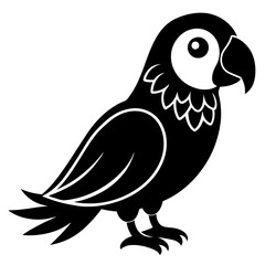 Fototapeta premium cute small parrot vector silhouette illustration with white background 