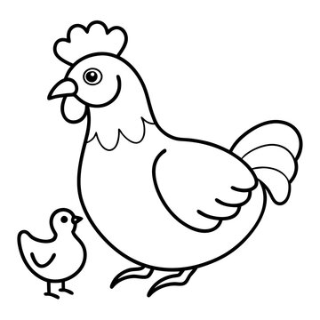 recommend clip art: hen and chicken line art