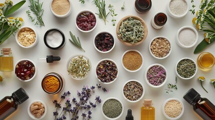 set of herbal medicine ingredients 