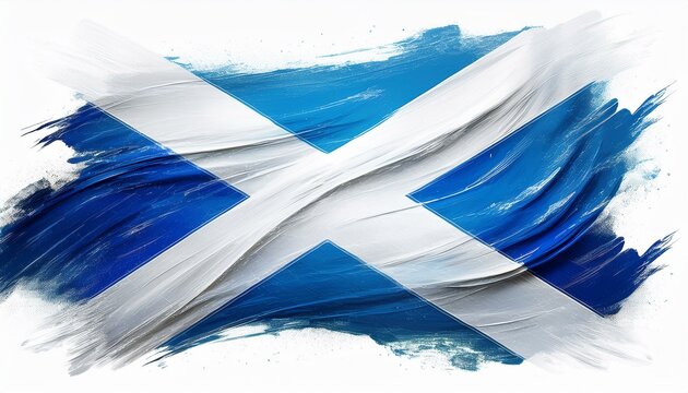 Scotland flag in abstract brushstroke style