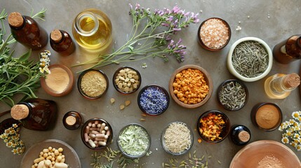 set of herbal medicine ingredients 