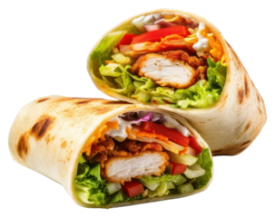 PNG Delicious chicken wrap with vegetables