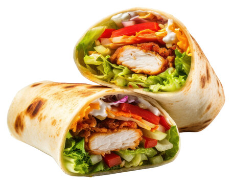 PNG Delicious chicken wrap with vegetables