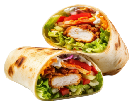 PNG Delicious chicken wrap with vegetables
