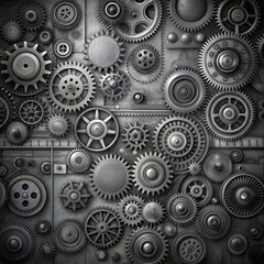 Industrial metal gears in a grunge style with dark background 
