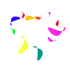 Pink paper butterflies in the wave form on white background.  beautiful color butterflies,set, isolated on a white