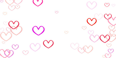 Red hearts on a white background greeting card for Valentine's day. Vector illustration Red and pink folded paper hearts isolated on white, Valentines Day vector background