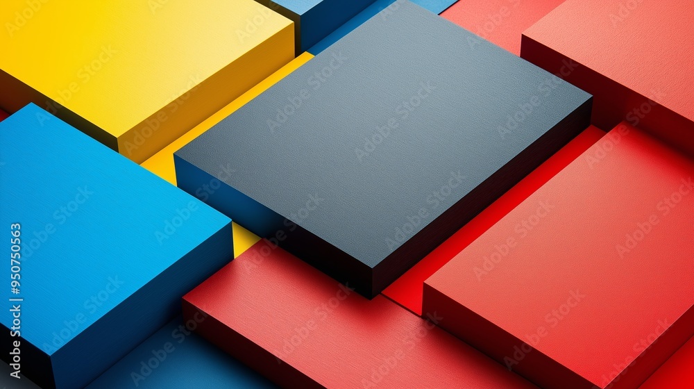 Poster a colorful image of squares in various colors. the squares are arranged in a way that creates a sens