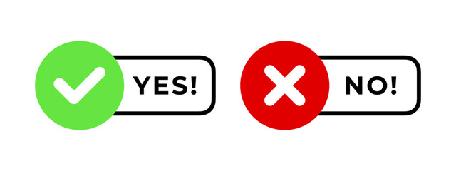 Yes or no icons. Check mark