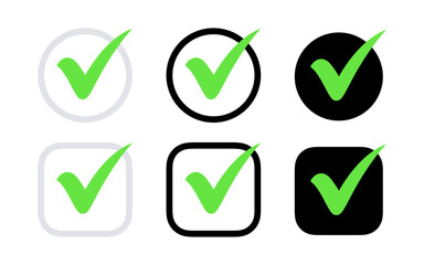 Check mark icons. Check box signs