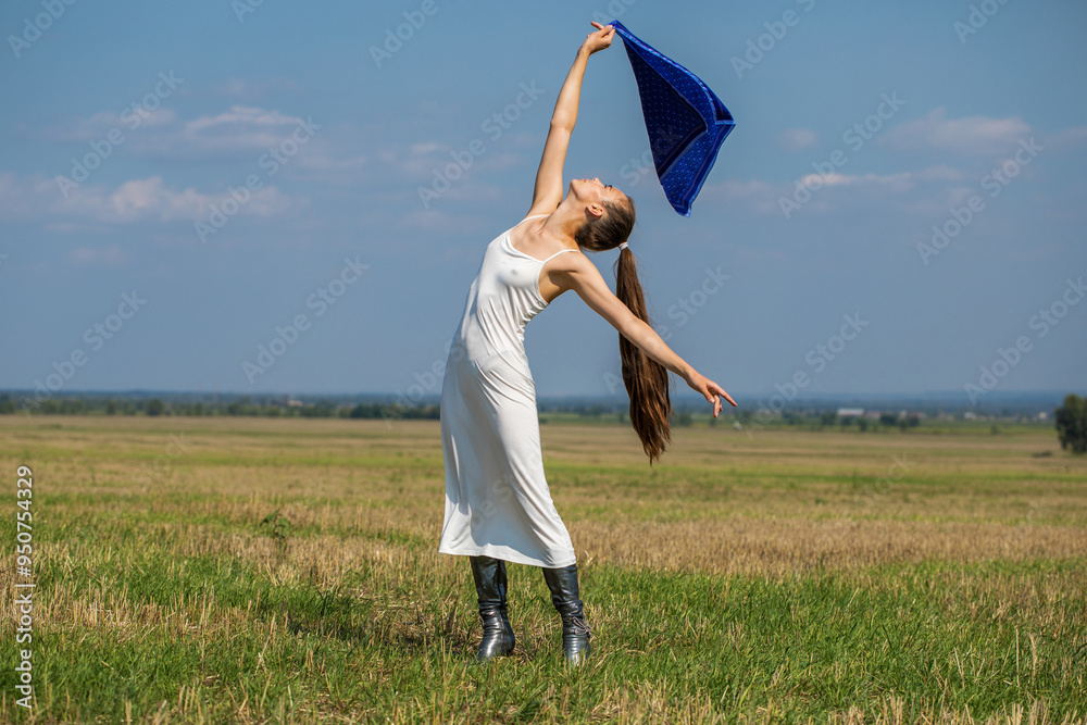 Canvas Prints Full body portrait of a young beautiful brunette woman