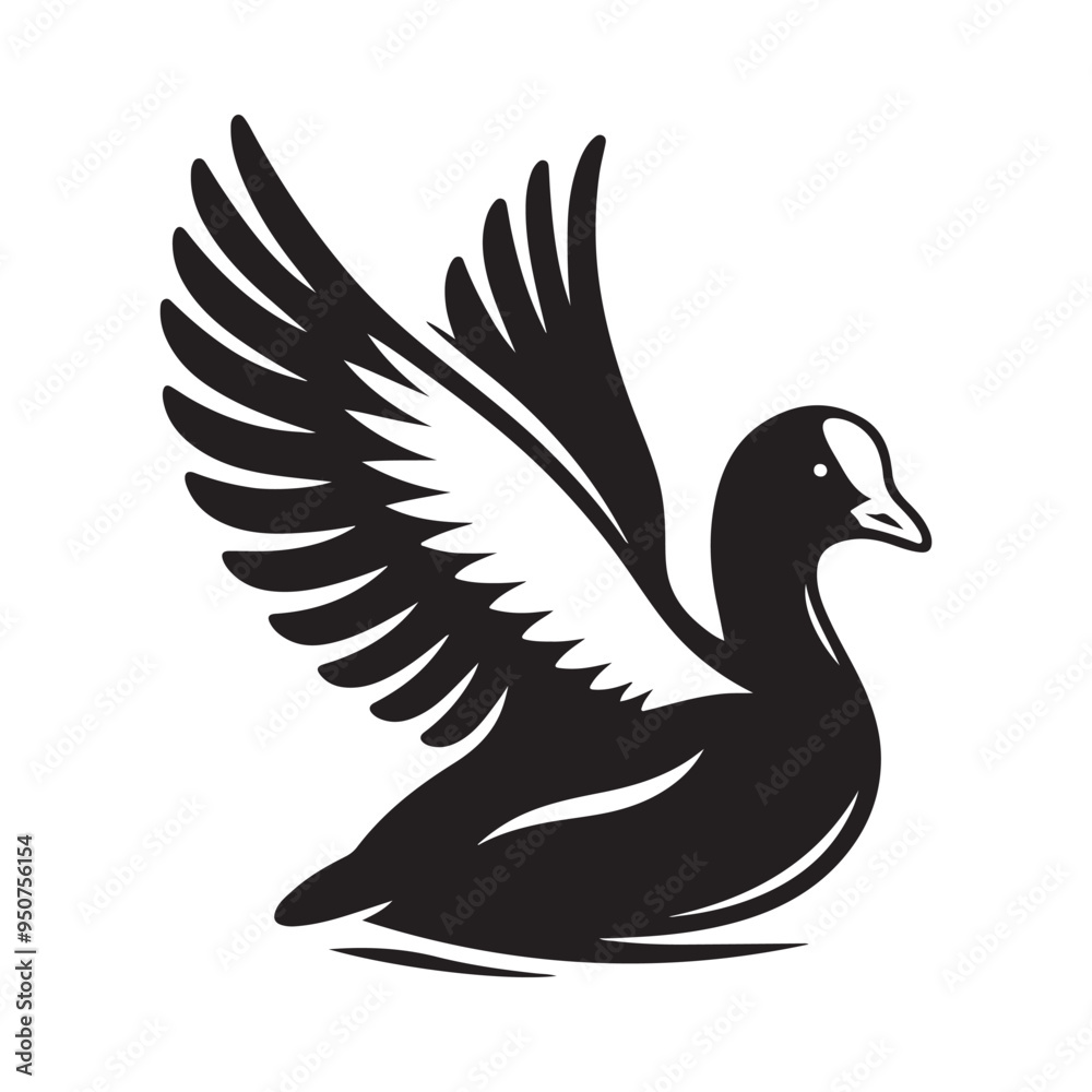 Poster white-winged coot silhouette vector illustrations for stunning designs