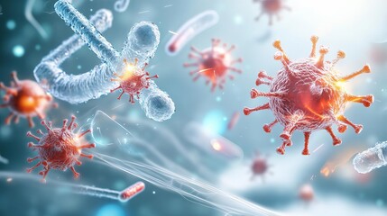 Obraz premium A highresolution image of microorganisms spreading through a host organism, with detailed visuals on the immune systems response and creative medical strategies
