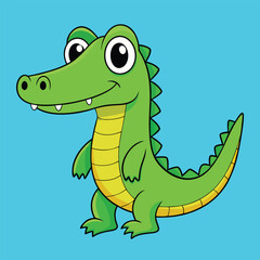 Fototapeta premium Alligator Cartoon Vector Illustration - Clipart, and Line Art Design