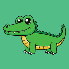 Fototapeta premium Alligator Cartoon Vector Illustration - Clipart, and Line Art Design