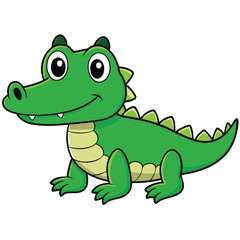 Alligator Cartoon Vector Illustration -  Clipart, and Line Art Design