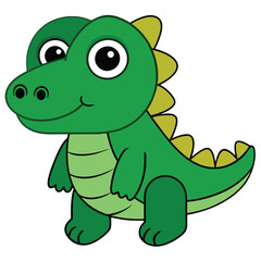 Naklejka premium Alligator Cartoon Vector Illustration - Clipart, and Line Art Design